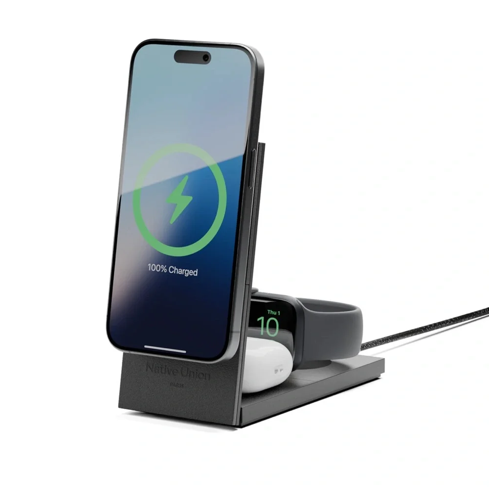 Native Union Gray 3-in-1 Magnetic Wireless Charger